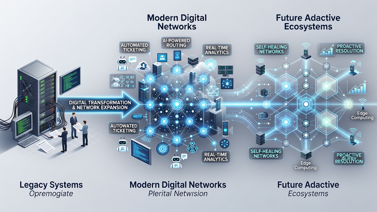 Visualization of query routing across edge nodes and central clusters in digital networks